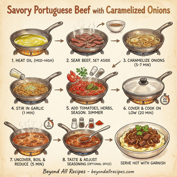 Savory Portuguese Beef with Caramelized Onions instructions