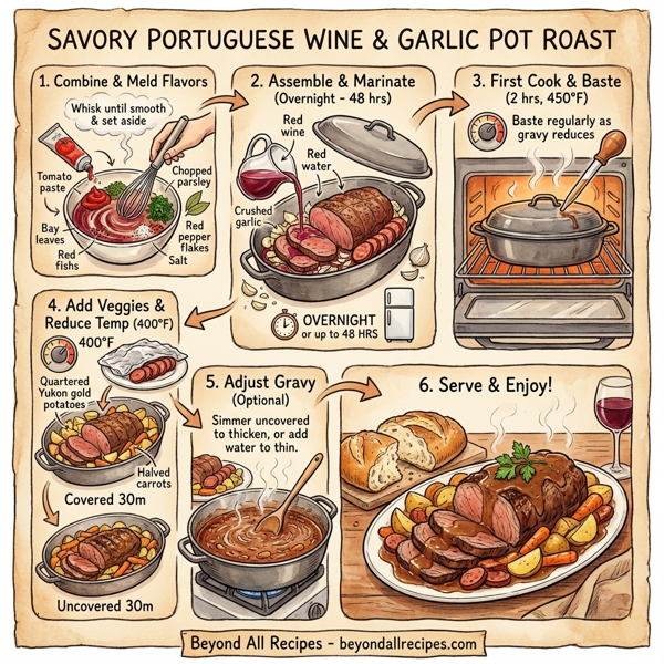 Savory Portuguese Wine & Garlic Pot Roast instructions