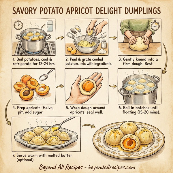 Savory Potato Apricot Delight Dumplings instructions