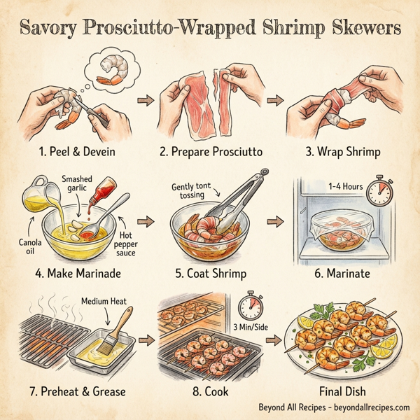 Savory Prosciutto-Wrapped Shrimp Skewers instructions