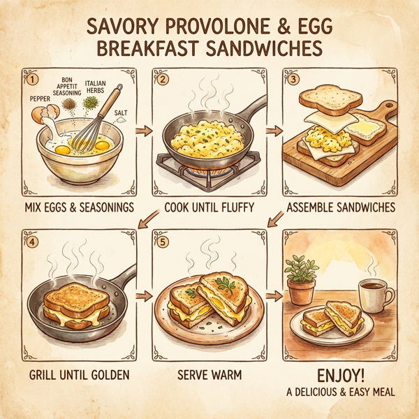 Savory Provolone and Egg Breakfast Sandwiches instructions