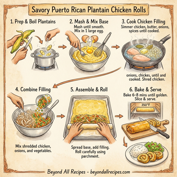 Savory Puerto Rican Plantain Chicken Rolls instructions