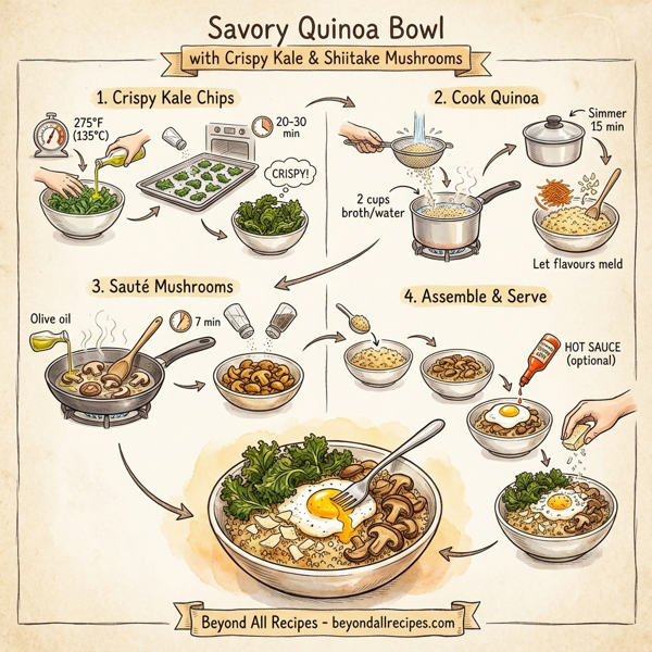 Savory Quinoa Bowl with Crispy Kale and Shiitake Mushrooms instructions