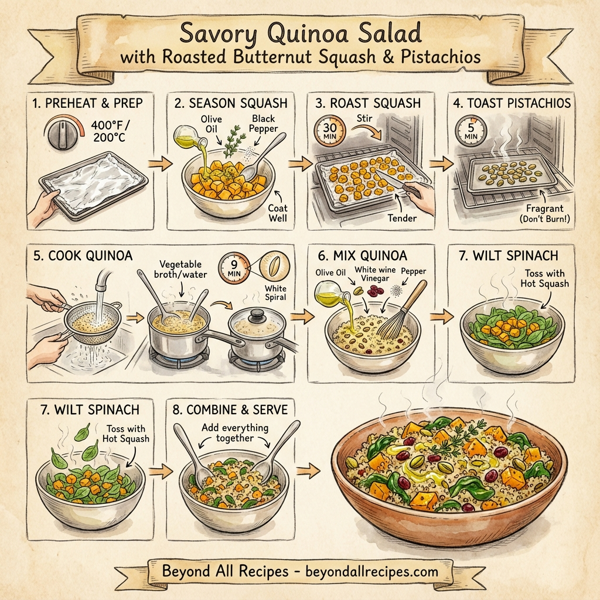 Savory Quinoa Salad with Roasted Butternut Squash and Pistachios instructions