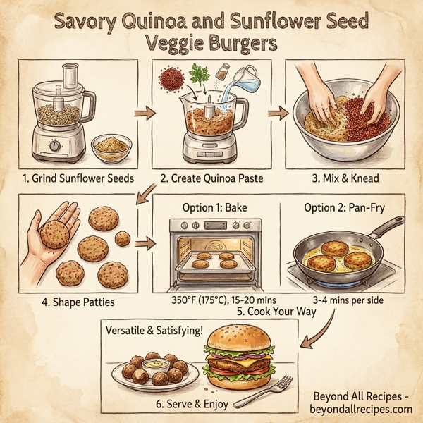Savory Quinoa and Sunflower Seed Veggie Burgers instructions