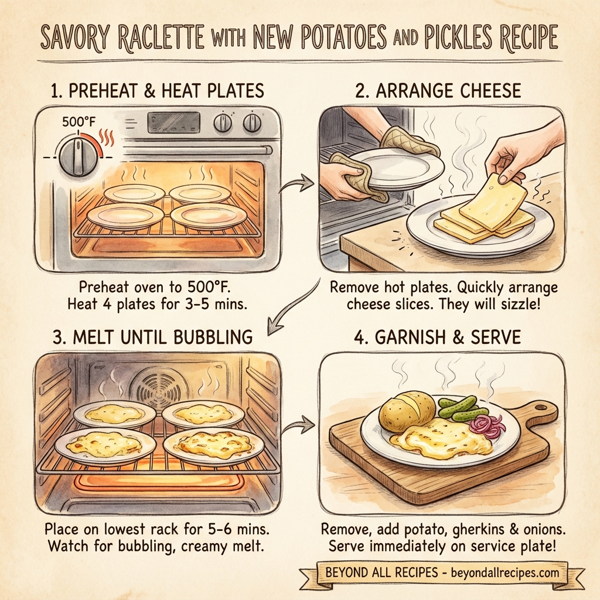 Savory Raclette with Tender New Potatoes and Zesty Pickles instructions