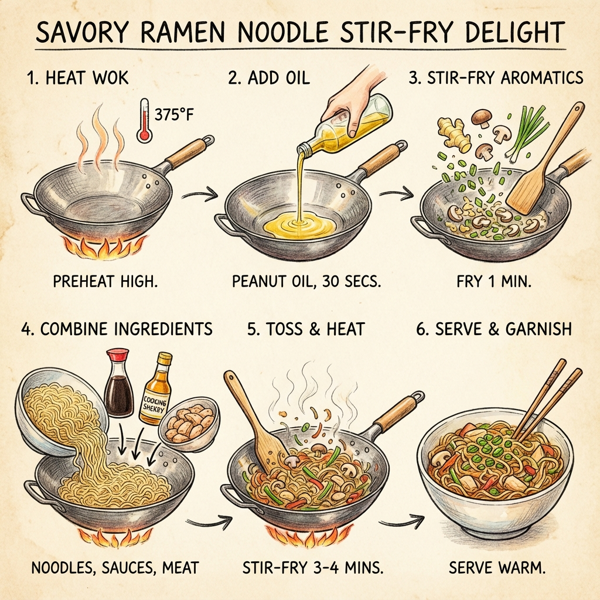 Savory Ramen Noodle Stir-Fry Delight instructions