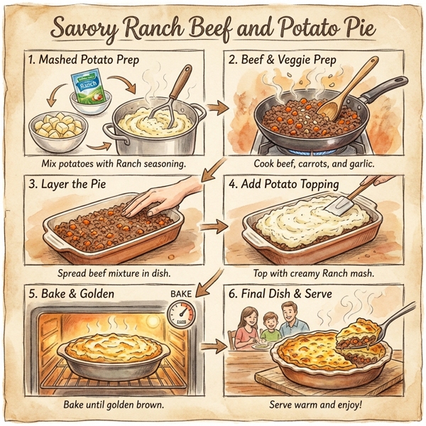 Savory Ranch Beef and Potato Pie instructions