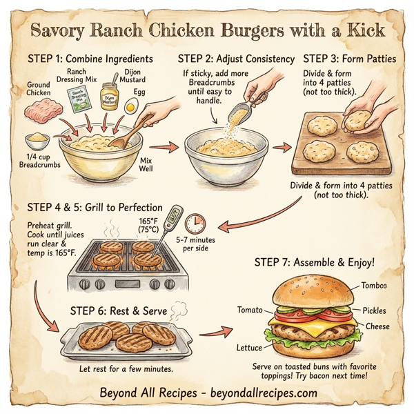 Savory Ranch Chicken Burgers with a Kick instructions