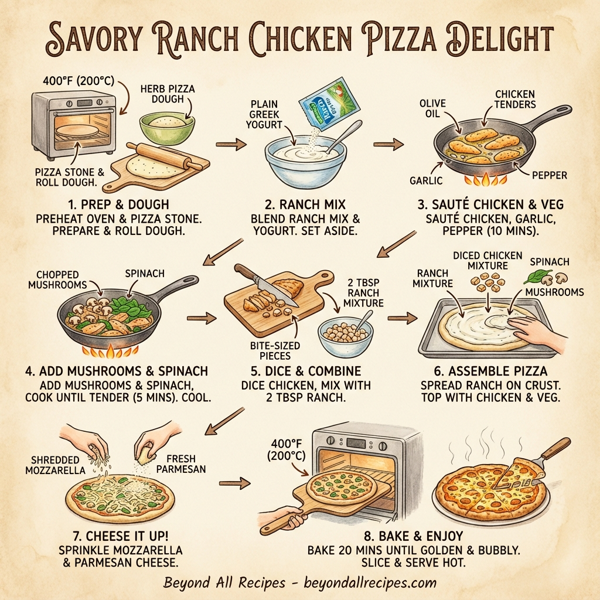 Savory Ranch Chicken Pizza Delight instructions