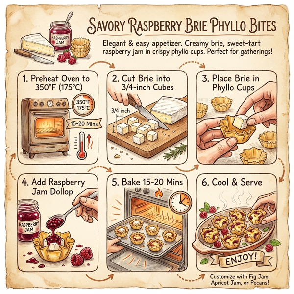 Savory Raspberry Brie Phyllo Bites instructions