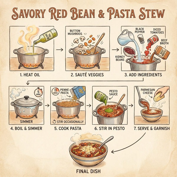 Savory Red Bean & Pasta Stew instructions