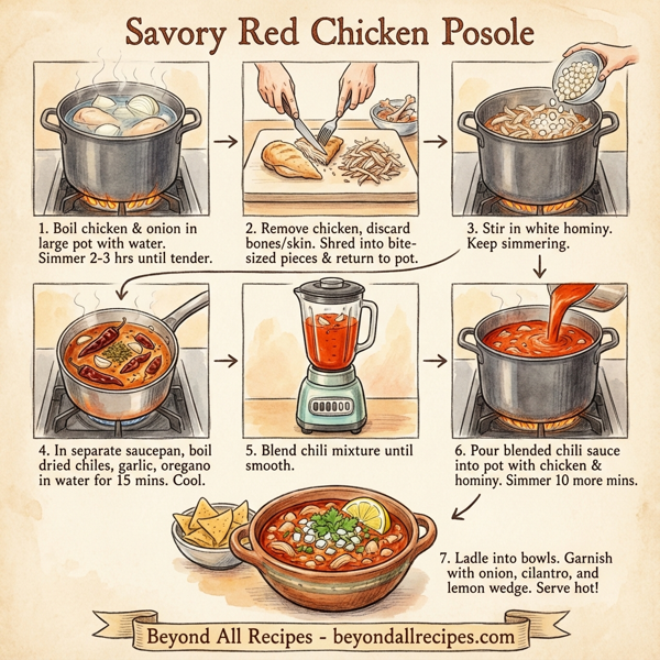 Savory Red Chicken Posole instructions