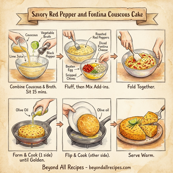 Savory Red Pepper and Fontina Couscous Cake instructions