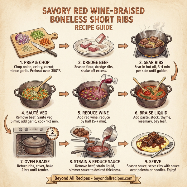 Savory Red Wine-Braised Boneless Short Ribs instructions