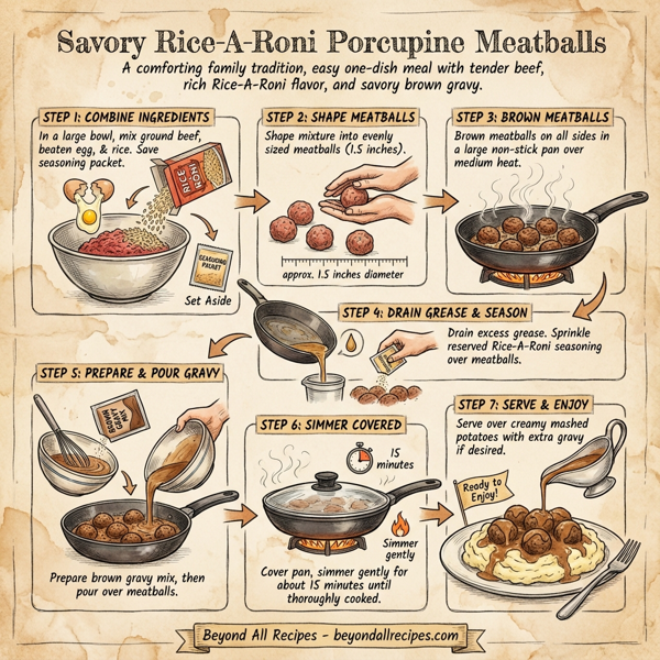 Savory Rice-A-Roni Porcupine Meatballs instructions