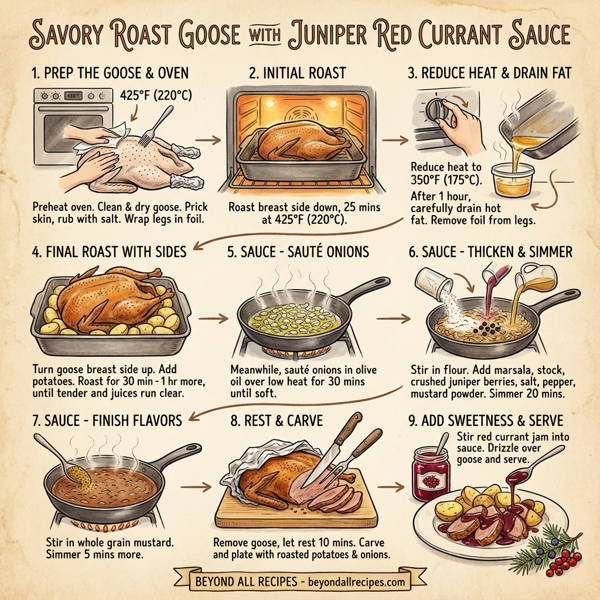 Savory Roast Goose with Juniper Red Currant Sauce instructions