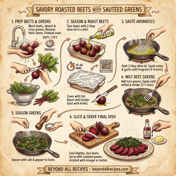 Savory Roasted Beets with Sautéed Greens instructions