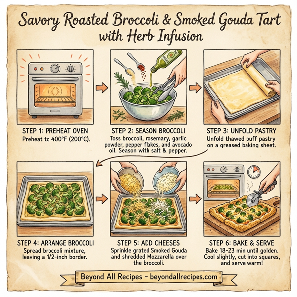 Savory Roasted Broccoli & Smoked Gouda Tart with Herb Infusion instructions