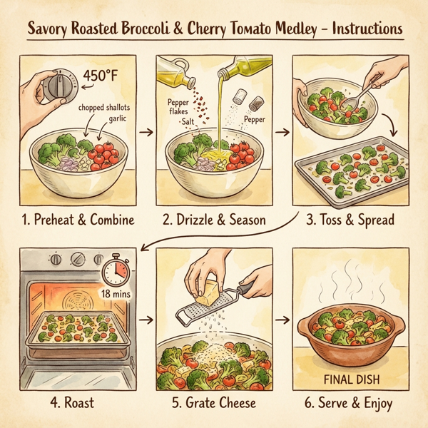 Savory Roasted Broccoli and Cherry Tomato Medley instructions