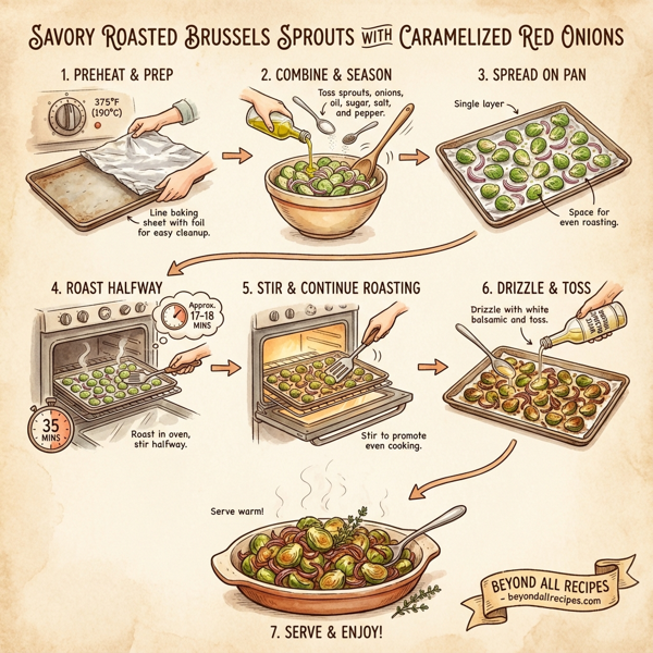 Savory Roasted Brussels Sprouts with Caramelized Red Onions instructions