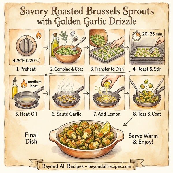 Savory Roasted Brussels Sprouts with Golden Garlic Drizzle instructions