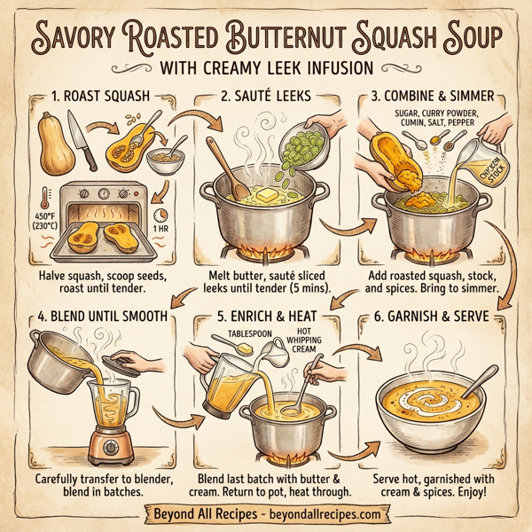 Savory Roasted Butternut Squash Soup with Creamy Leek Infusion instructions