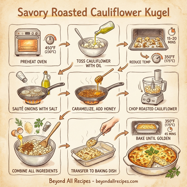 Savory Roasted Cauliflower Kugel instructions