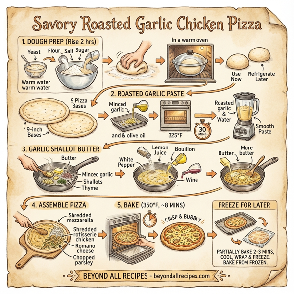 Savory Roasted Garlic Chicken Pizza instructions