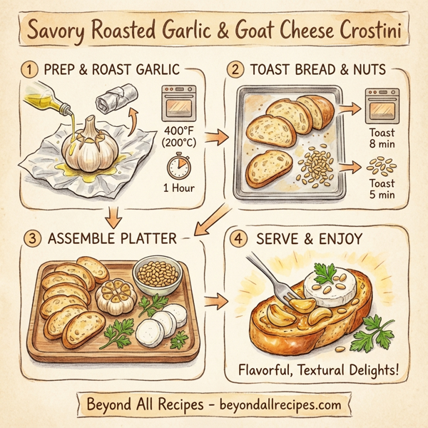 Savory Roasted Garlic and Goat Cheese Crostini instructions
