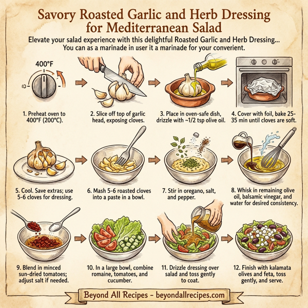 Savory Roasted Garlic and Herb Dressing for Mediterranean Salad instructions
