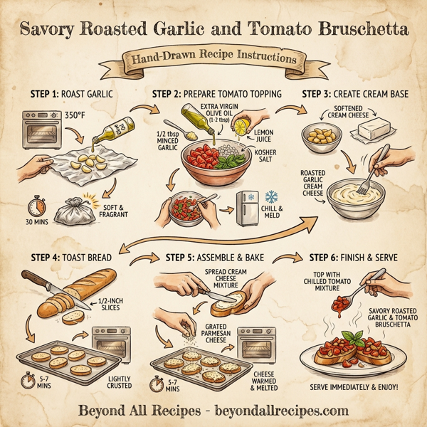Savory Roasted Garlic and Tomato Bruschetta instructions