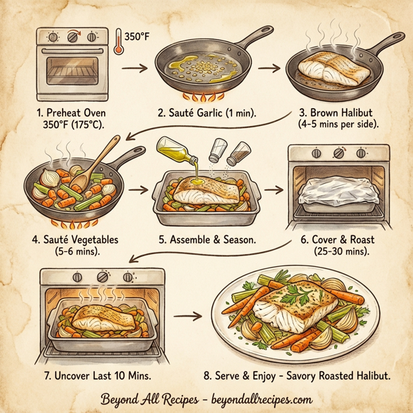 Savory Roasted Halibut with Vegetables instructions