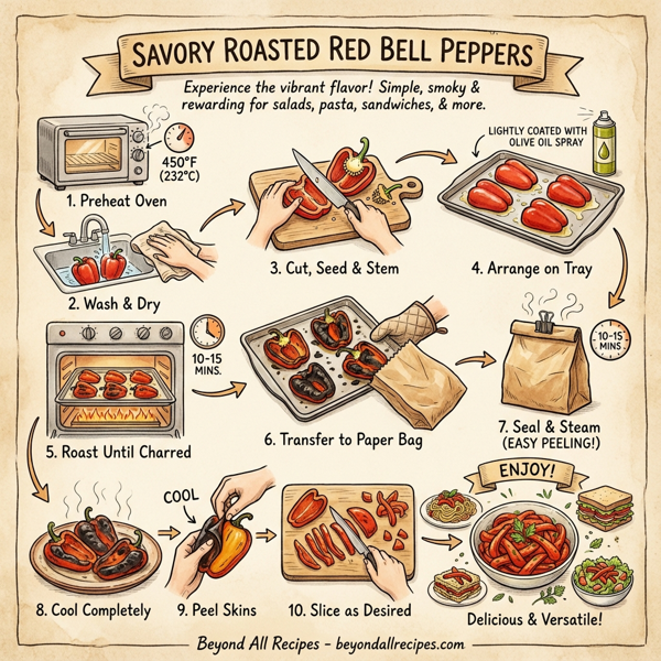 Savory Roasted Red Bell Peppers instructions