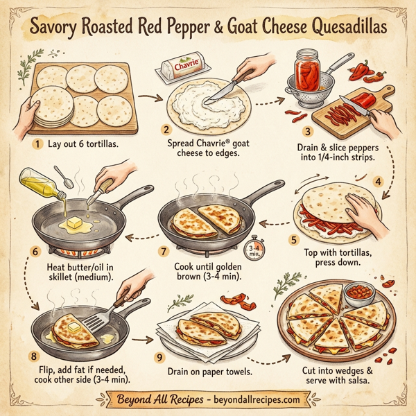 Savory Roasted Red Pepper & Goat Cheese Quesadillas instructions