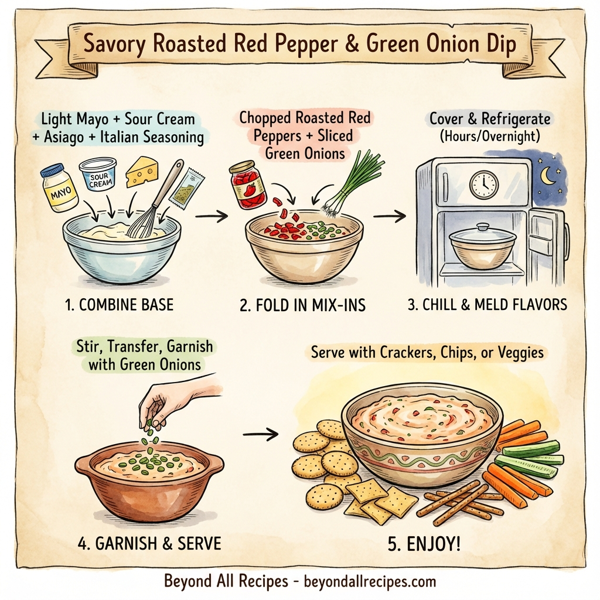 Savory Roasted Red Pepper & Green Onion Dip instructions
