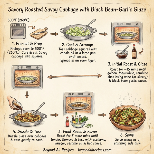 Savory Roasted Savoy Cabbage with Black Bean-Garlic Glaze instructions