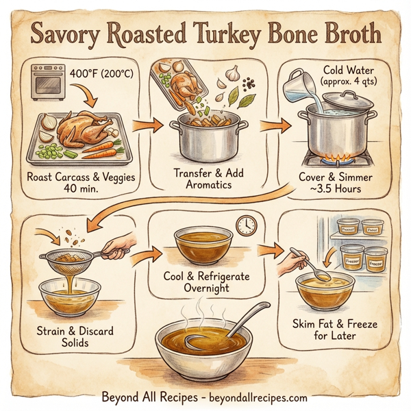 Savory Roasted Turkey Bone Broth instructions