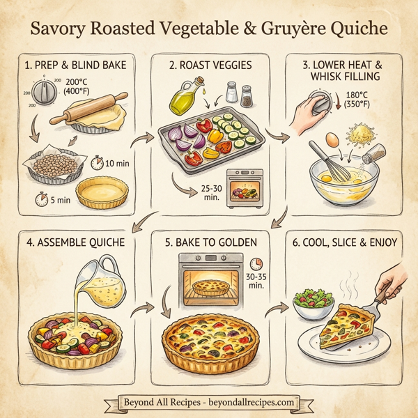 Savory Roasted Vegetable and Gruyère Quiche instructions