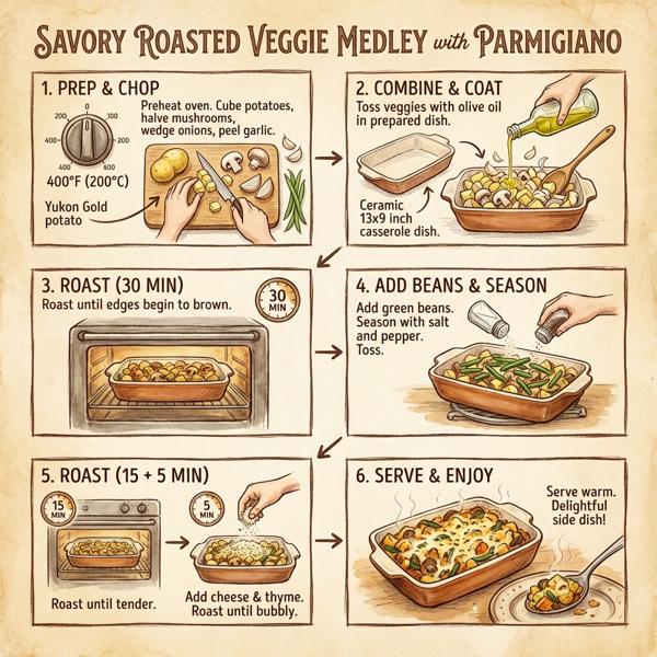 Savory Roasted Veggie Medley with Parmigiano instructions