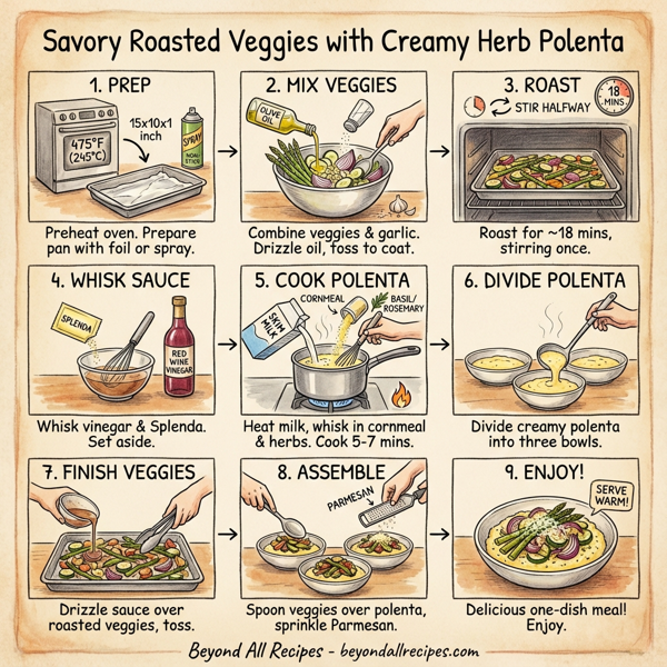 Savory Roasted Veggies with Creamy Herb Polenta instructions