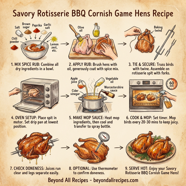 Savory Rotisserie BBQ Cornish Game Hens instructions