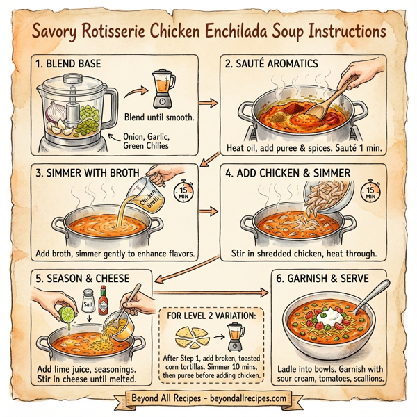 Savory Rotisserie Chicken Enchilada Soup instructions