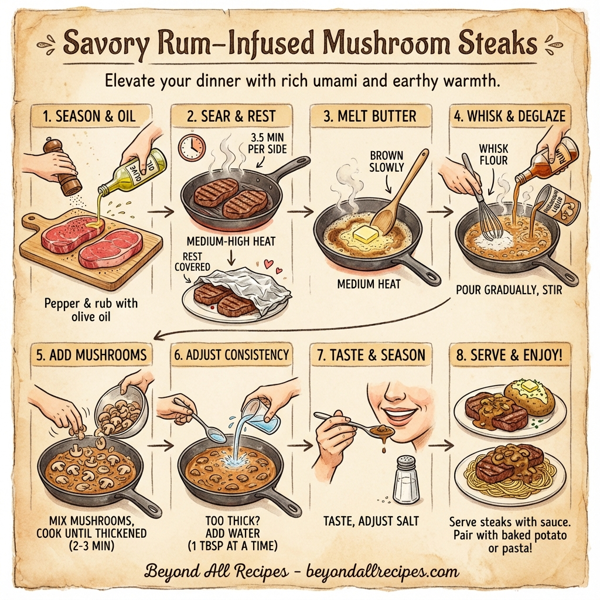 Savory Rum-Infused Mushroom Steaks instructions