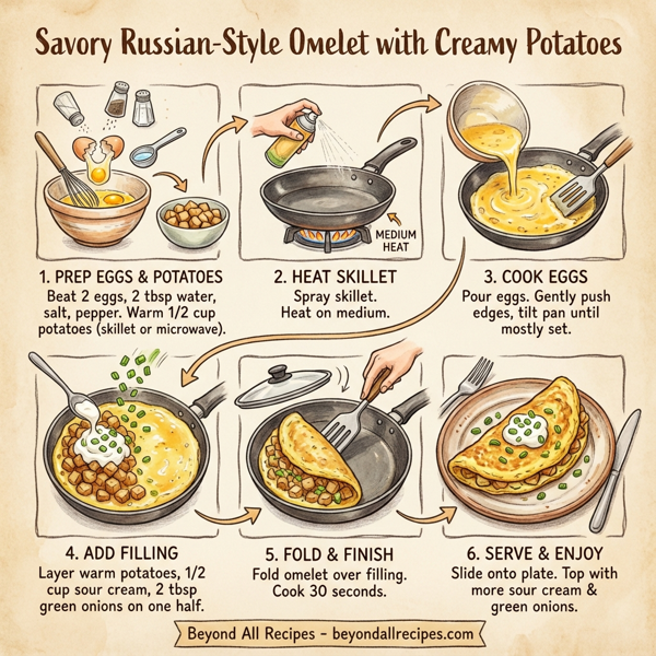 Savory Russian-Style Omelet with Creamy Potatoes instructions