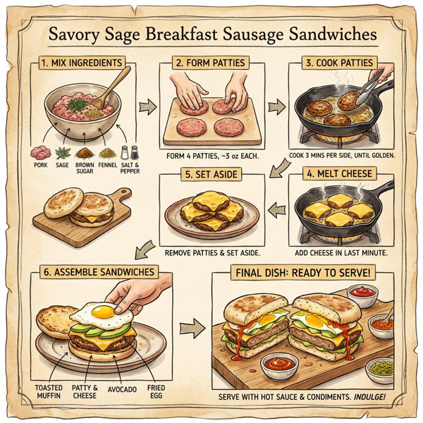 Savory Sage Breakfast Sausage Sandwiches instructions