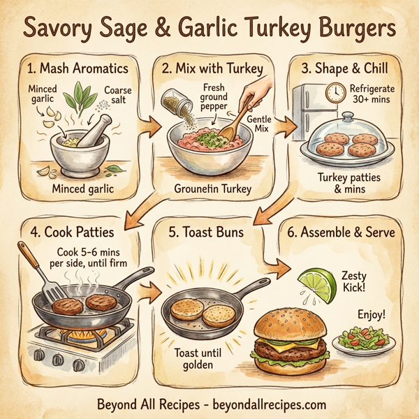Savory Sage & Garlic Turkey Burgers instructions