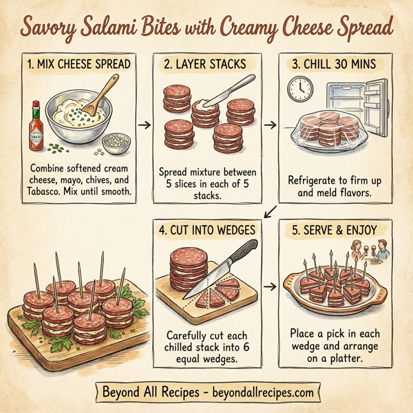 Savory Salami Bites with Creamy Cheese Spread instructions