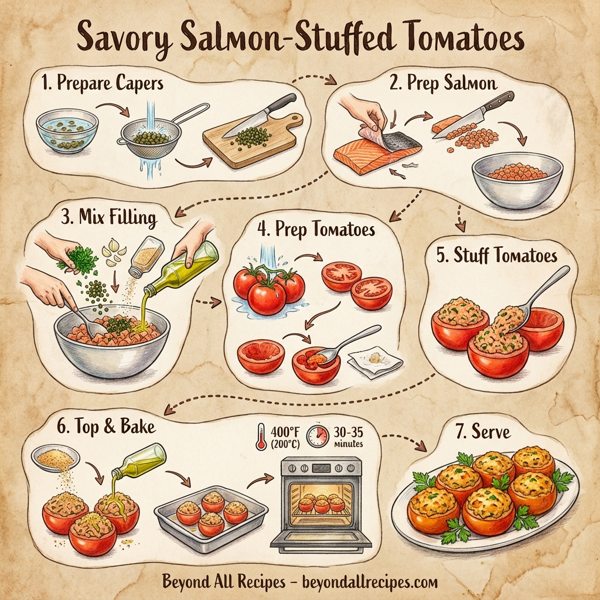 Savory Salmon-Stuffed Tomatoes with Garlic and Capers instructions