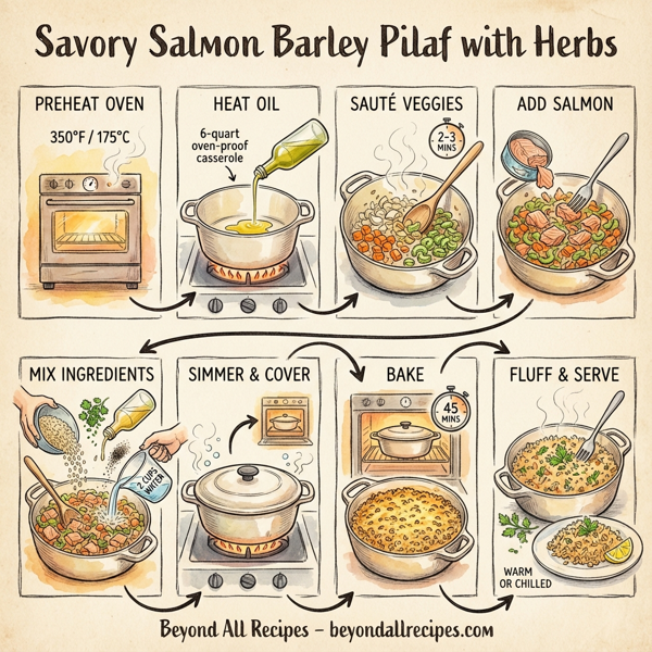 Savory Salmon Barley Pilaf with Herbs instructions